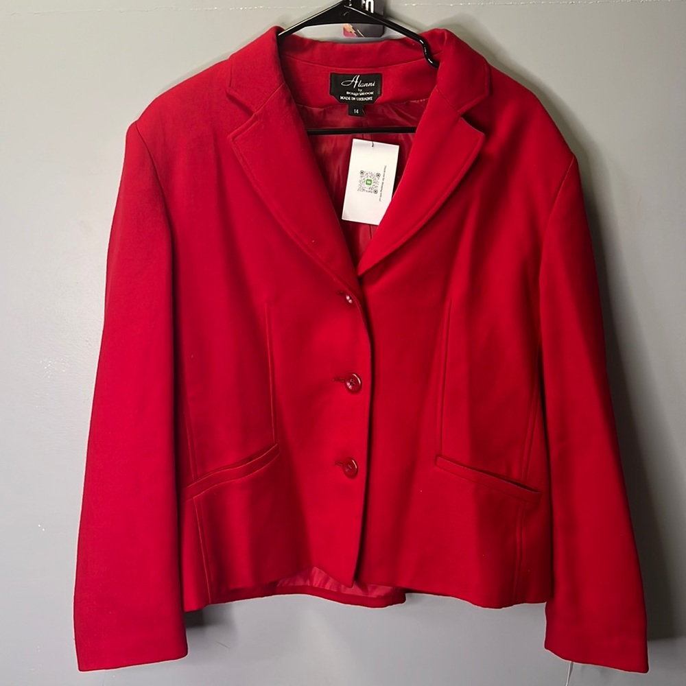 Wool Red Blazer, Alanni by DonnyBrooke, Size 14